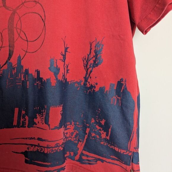 Vintage Johnny Blaze T-Shirt XL Red Black NYC Graphic Wrap Front to Back 90s Sty - Picture 3 of 12